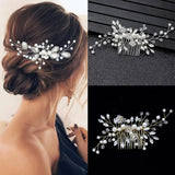 Bridal Pearl Hair Comb Flower Crystal Hair Accessories Wedding Hair Pins