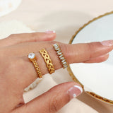 Geometric Zircon Rings 18K Plated Wedding Anniversary