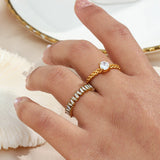 Geometric Zircon Rings 18K Plated Wedding Anniversary