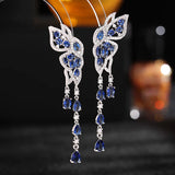 Butterfly Tassel Earrings S925 Silver Plated Wedding Jewelry