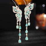 Butterfly Tassel Earrings S925 Silver Plated Wedding Jewelry