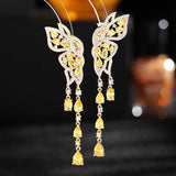 Butterfly Tassel Earrings S925 Silver Plated Wedding Jewelry