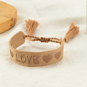 Embroidered Wrist Band Tassel Letter Bracelet Women Jewelry