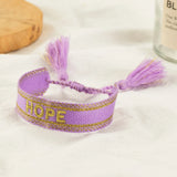 Embroidered Wrist Band Tassel Letter Bracelet Women Jewelry