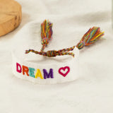 Embroidered Wrist Band Tassel Letter Bracelet Women Jewelry