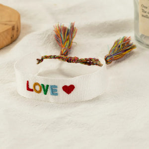Embroidered Wrist Band Tassel Letter Bracelet Women Jewelry