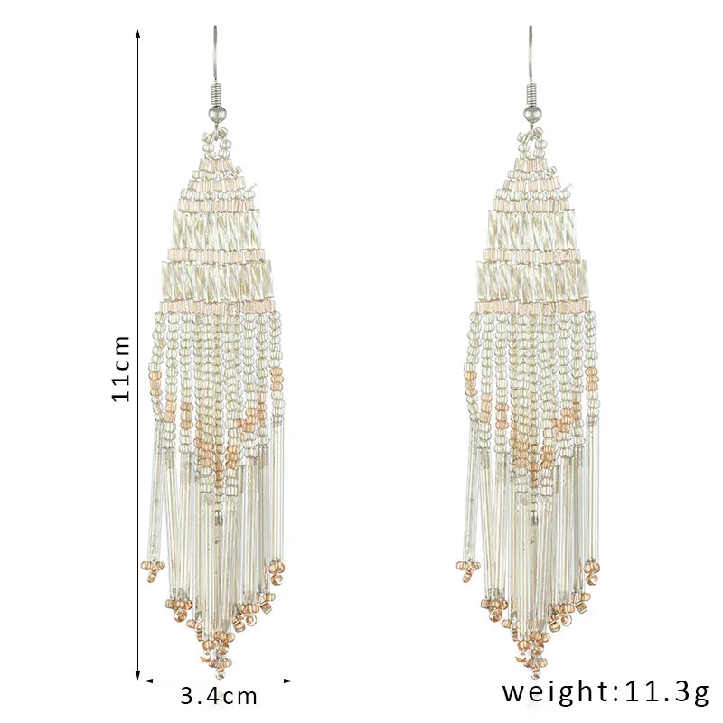 Ethnic Style Bead Earrings Bohemian Tassel Earrings
