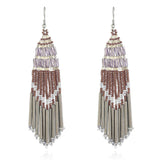 Ethnic Style Bead Earrings Bohemian Tassel Earrings