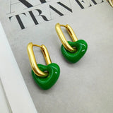 Enamel Geometric U-shaped Earrings Green Milky Love Sale
