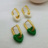 Enamel Geometric U-shaped Earrings Green Milky Love Sale