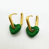 Enamel Geometric U-shaped Earrings Green Milky Love Sale