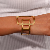 Geometric Square Stainless Steel Cuff Bracelet for Women