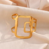 Geometric Square Stainless Steel Cuff Bracelet for Women