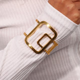 Geometric Square Stainless Steel Cuff Bracelet for Women