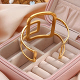 Geometric Hollow Open Stainless Steel Bracelet Women Jewelry