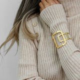 Geometric Hollow Open Stainless Steel Bracelet Women Jewelry