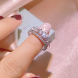 Crown Ring Silver Zircon Stone Wedding Bands Ring for Engagement
