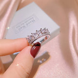 Crown Ring Silver Zircon Stone Wedding Bands Ring for Engagement