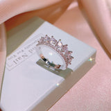 Crown Ring Silver Zircon Stone Wedding Bands Ring for Engagement