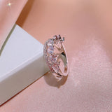 Crown Ring Silver Zircon Stone Wedding Bands Ring for Engagement