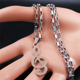 Music Note Stainless Steel Chain Necklace