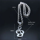 Music Note Stainless Steel Chain Necklace