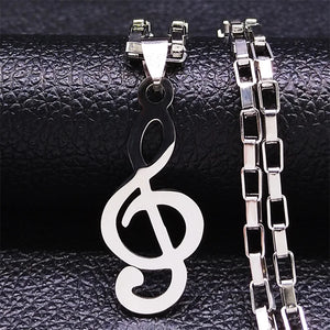 Music Note Stainless Steel Chain Necklace