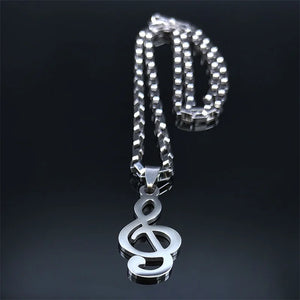 Music Note Stainless Steel Chain Necklace