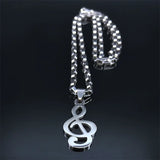 Music Note Stainless Steel Chain Necklace