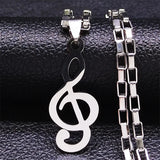 Music Note Stainless Steel Chain Necklace