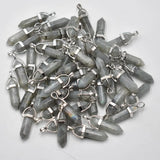 Labrador Stone Charms Hexagonal Healing Reiki Point Pendants 24pcs