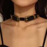 Women Girls Punk Choker Chain Goth Leather Necklace Collar Choker Jewelry