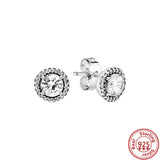 925 Silver Daisy Snowflake Zircon Stud Earrings Women Jewelry