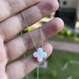 12mm Op17 Four Leaf Flower Clover Synthetic Opal Necklace