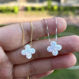 12mm Op17 Four Leaf Flower Clover Synthetic Opal Necklace