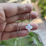 12mm Op17 Four Leaf Flower Clover Synthetic Opal Necklace