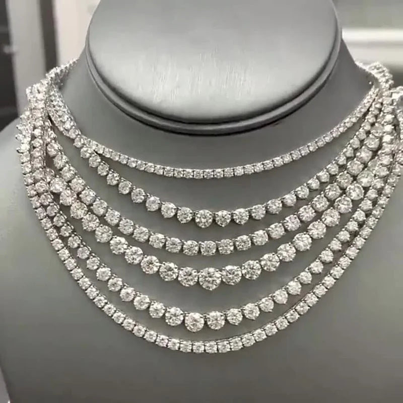 Hip Hop Silver Gothic Tennis Necklace Chain for Men Women