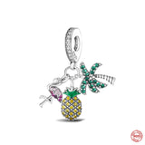 925 Silver Elephant Charm Bead Lucky Clover Pendant