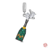 925 Silver Elephant Charm Bead Lucky Clover Pendant