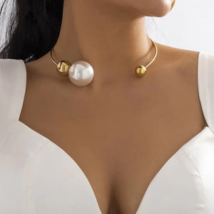 Asymmetrical Round Ball Choker Necklace for Women Egirl OL Cuff