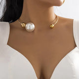 Asymmetrical Round Ball Choker Necklace for Women Egirl OL Cuff
