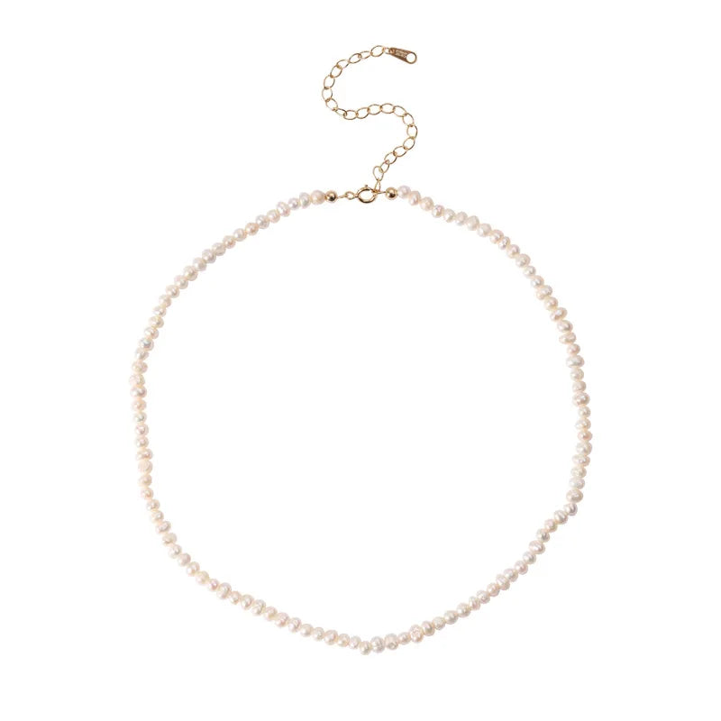 Baroque Pearl Choker Necklace 925 Silver 18K Natural Pearl Necklace Jewelry