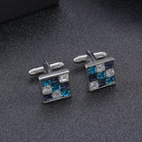 Green Rhinestone Cufflinks for Mens Crystal Silvery Shirt Cuff Links