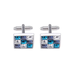 Green Rhinestone Cufflinks for Mens Crystal Silvery Shirt Cuff Links