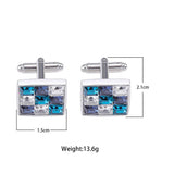 Green Rhinestone Cufflinks for Mens Crystal Silvery Shirt Cuff Links