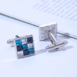 Green Rhinestone Cufflinks for Mens Crystal Silvery Shirt Cuff Links