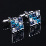 Green Rhinestone Cufflinks for Mens Crystal Silvery Shirt Cuff Links
