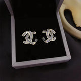 Irregular Letter C Zircon Stud Earrings