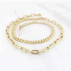 Cuban Paper Clip Chain Necklace Women Stainless Steel