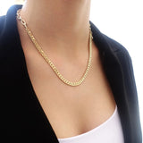 Cuban Paper Clip Chain Necklace Women Stainless Steel